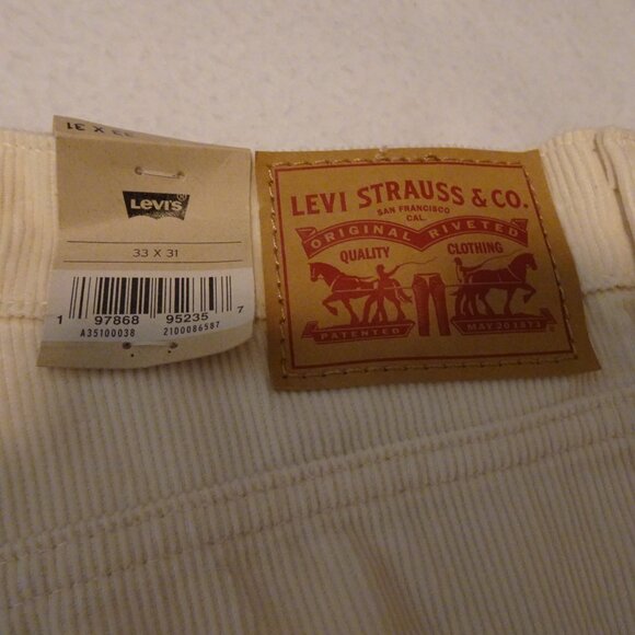 Levi's Corduroy Pants Jeans Women's Size 33x31 Ivory Cords Baggy Straight Leg - Picture 8 of 13